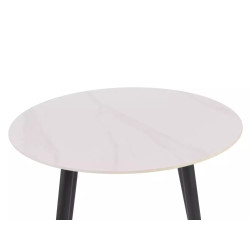 Ceramiczny okrągły stół Rion fi90 biały połysk/czarny mat 90x76