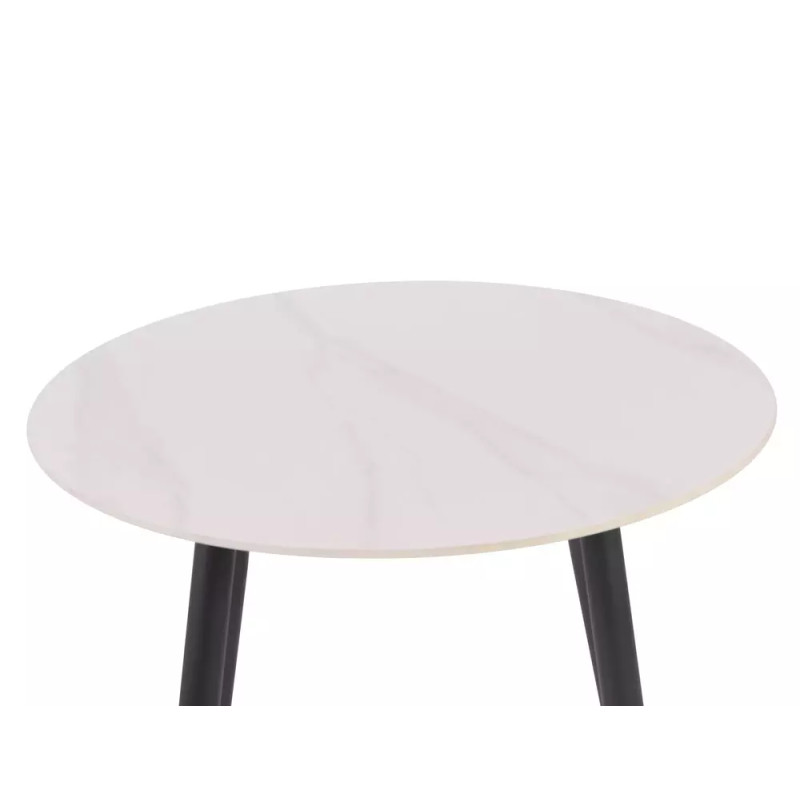 Ceramiczny okrągły stół Rion fi90 biały połysk/czarny mat 90x76