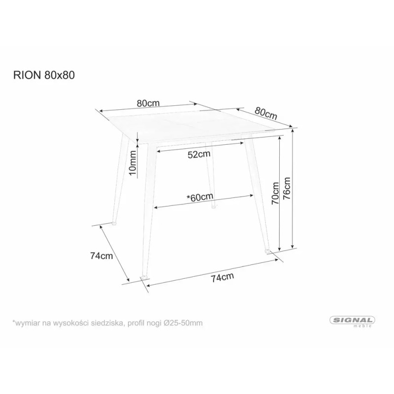 Ceramiczny stół Rion 80 czarny mat 80x76
