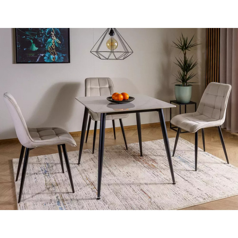 Ceramiczny stół Rion 80 biały połysk/czarny mat 80x76