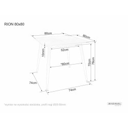 Ceramiczny stół Rion 80 biały połysk/czarny mat 80x76