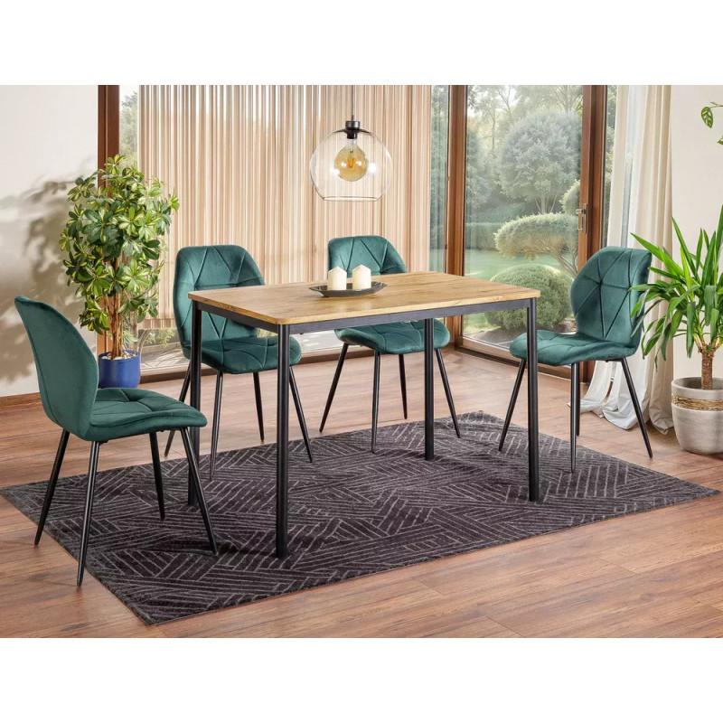 Stół City dąb artisan/czarny 75(110)x77