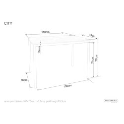 Stół City dąb artisan/czarny 75(110)x77