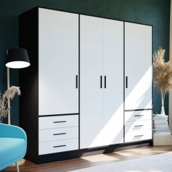 Szafa JUPITER 210 cm z szufladami Czarny/Biały | Domowanie.pl