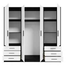 Szafa JUPITER 210 cm z szufladami Czarny/Biały | Domowanie.pl