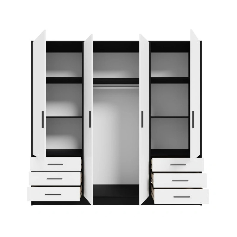 Szafa JUPITER 210 cm z szufladami Czarny/Biały | Domowanie.pl