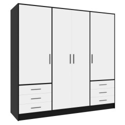 Szafa JUPITER 210 cm z szufladami Czarny/Biały | Domowanie.pl