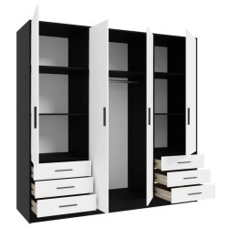 Szafa JUPITER 210 cm z szufladami Czarny/Biały | Domowanie.pl