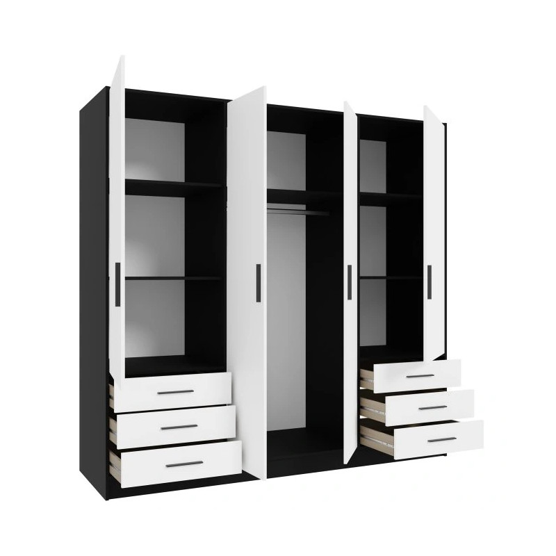 Szafa JUPITER 210 cm z szufladami Czarny/Biały | Domowanie.pl