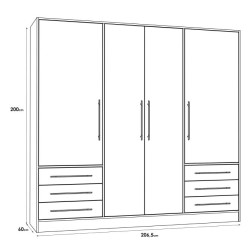 Szafa JUPITER 210 cm z szufladami Czarny/Biały | Domowanie.pl