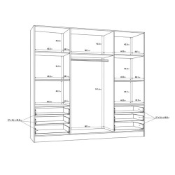 Szafa JUPITER 210 cm z szufladami Czarny/Biały | Domowanie.pl