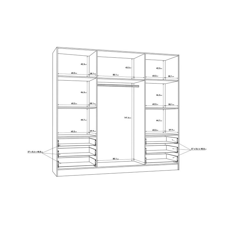 Szafa JUPITER 210 cm z szufladami Czarny/Biały | Domowanie.pl