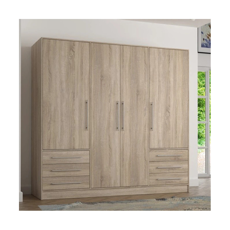 Szafa 210 cm Dąb Sonoma z szufladami – JUPITER | Domowanie.pl