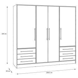 Szafa 210 cm Dąb Sonoma z szufladami – JUPITER | Domowanie.pl