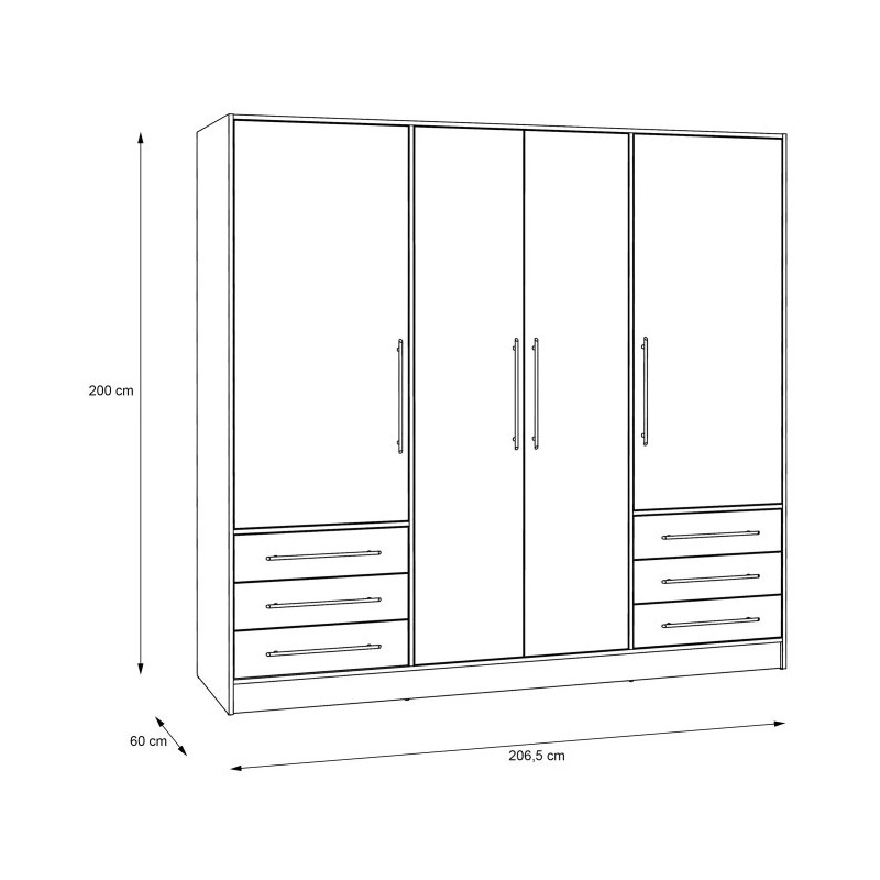 Szafa 210 cm Dąb Sonoma z szufladami – JUPITER | Domowanie.pl
