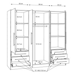 Szafa 210 cm Dąb Sonoma z szufladami – JUPITER | Domowanie.pl