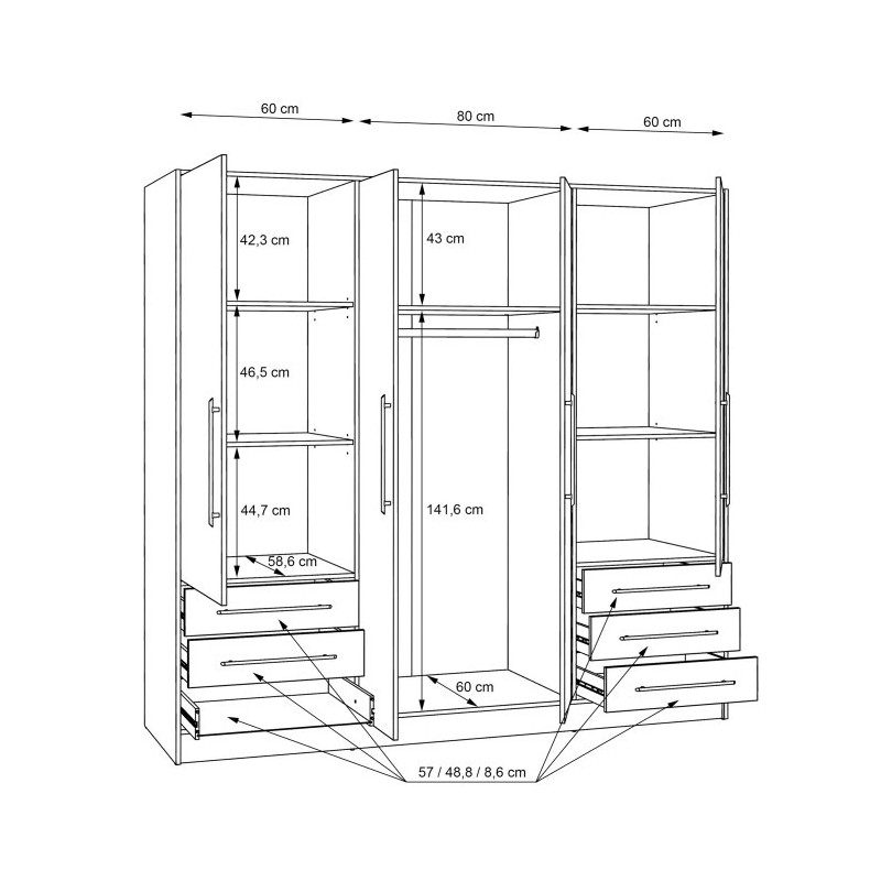 Szafa 210 cm Dąb Sonoma z szufladami – JUPITER | Domowanie.pl