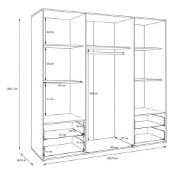 Szafa ubraniowa JUPITER czarna – 4 drzwi, 4 szuflady – Kup teraz