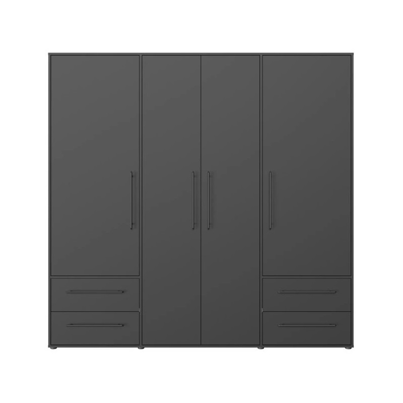 Szafa ubraniowa JUPITER czarna – 4 drzwi, 4 szuflady – Kup teraz