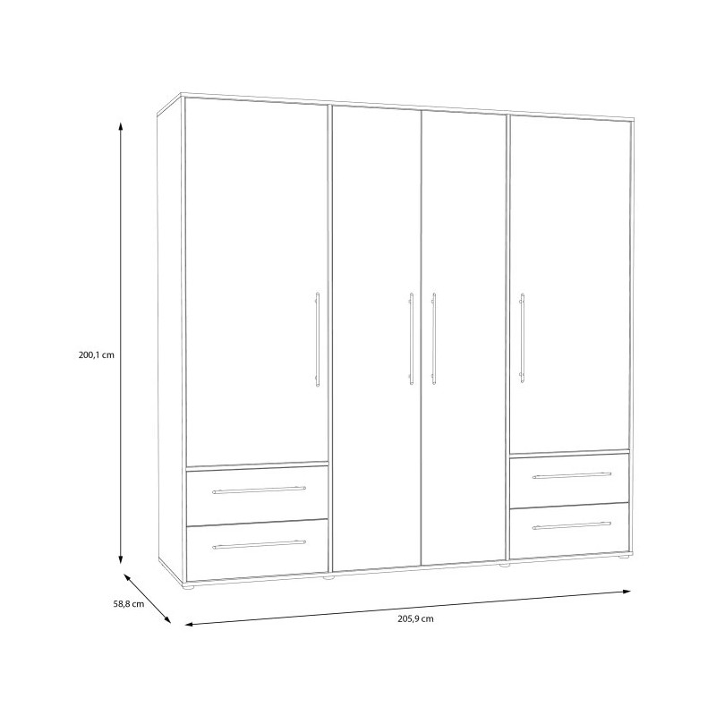 Szafa ubraniowa 210 cm JPTS86T-T14 – Kolekcja Jupiter – Domowanie