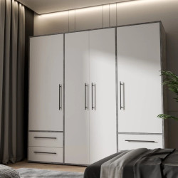 Szafa 210 cm Beton/Biały – nowoczesna i pojemna | Domowanie.pl