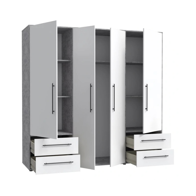 Szafa 210 cm Beton/Biały – nowoczesna i pojemna | Domowanie.pl