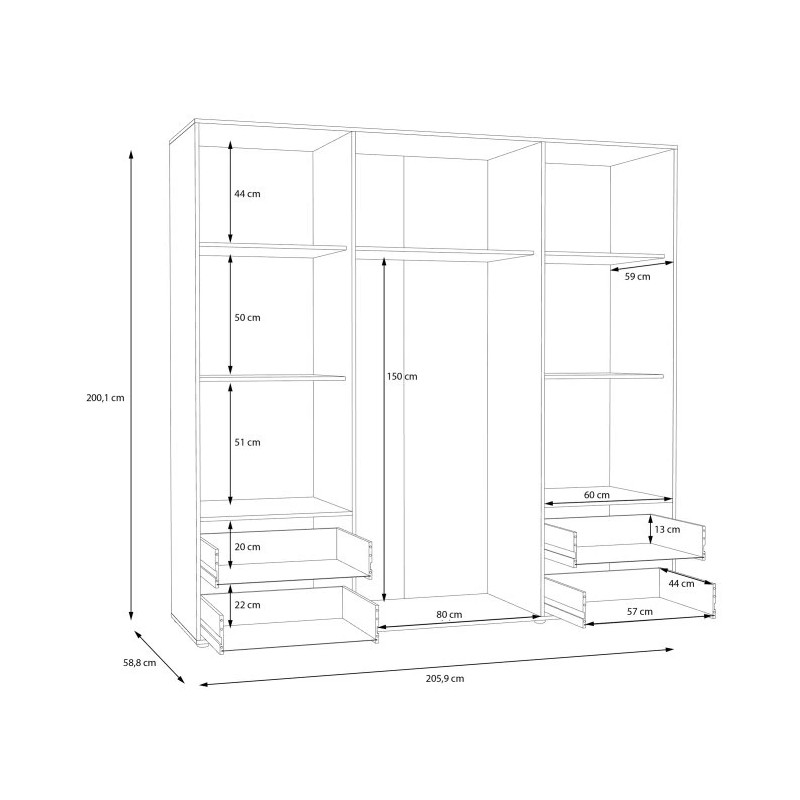 Szafa 210 cm Beton/Biały – nowoczesna i pojemna | Domowanie.pl
