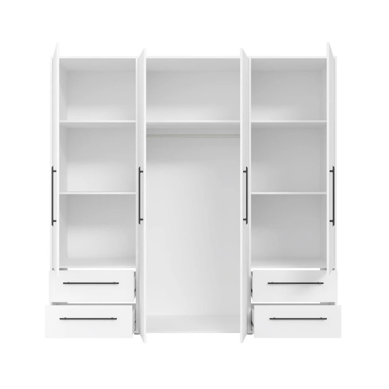 Biała szafa 210 cm MOKKARIS z szufladami – Sklep Domowanie.pl