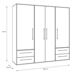 Biała szafa 210 cm MOKKARIS z szufladami – Sklep Domowanie.pl