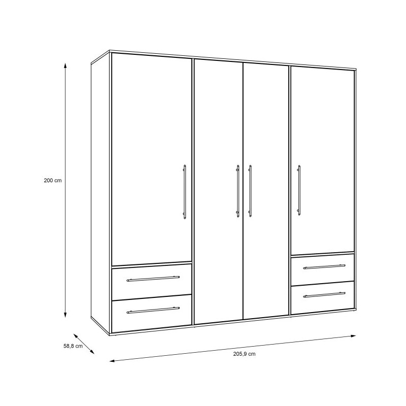 Biała szafa 210 cm MOKKARIS z szufladami – Sklep Domowanie.pl