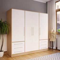 Stylowa szafa z szufladami Dąb Sonoma/Biała – Kup teraz!