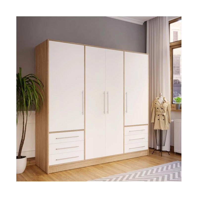 Stylowa szafa z szufladami Dąb Sonoma/Biała – Kup teraz!
