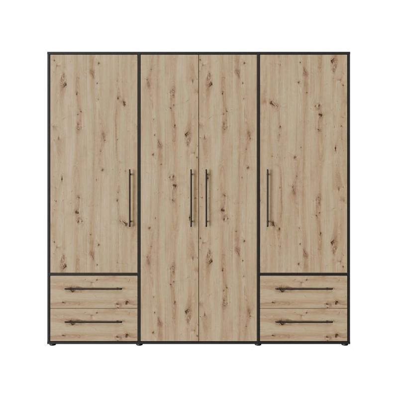 Nowoczesna szafa JUPITER – czarna z dekorem drewna – Kup teraz