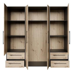 Nowoczesna szafa JUPITER – czarna z dekorem drewna – Kup teraz