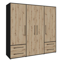 Nowoczesna szafa JUPITER – czarna z dekorem drewna – Kup teraz