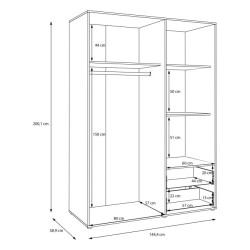 Kompaktowa szafa 145 cm z szufladami – Kolekcja JUPITER – Domowanie