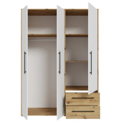 Szafa 145 cm JUPITER Dąb Artisan/Biała – Skandynawski styl | Domowanie.pl