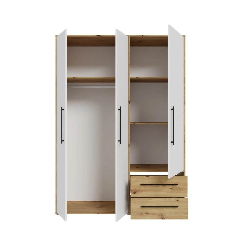Szafa 145 cm JUPITER Dąb Artisan/Biała – Skandynawski styl | Domowanie.pl