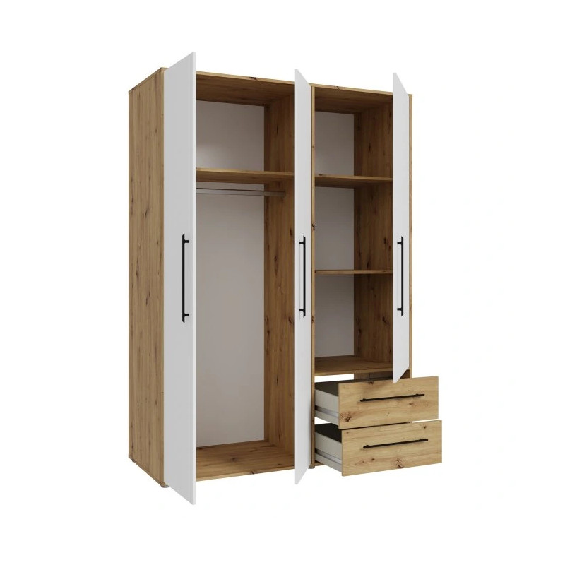 Szafa 145 cm JUPITER Dąb Artisan/Biała – Skandynawski styl | Domowanie.pl