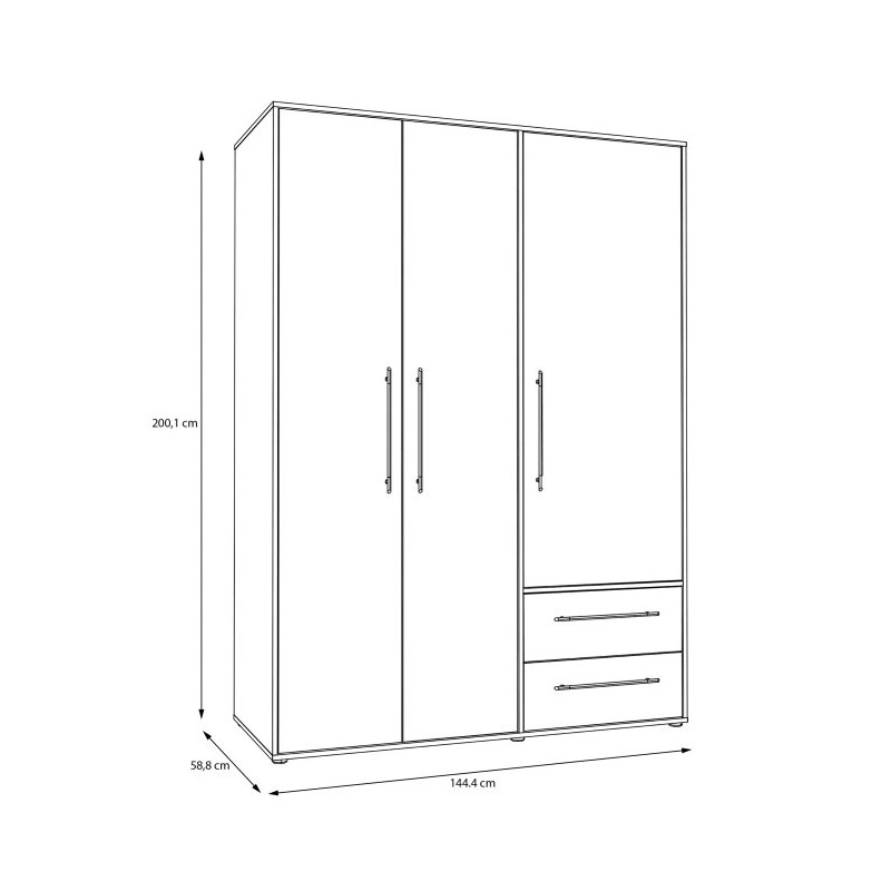 Szafa 145 cm JUPITER Dąb Artisan/Biała – Skandynawski styl | Domowanie.pl