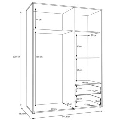 Szafa 145 cm JUPITER Dąb Artisan/Biała – Skandynawski styl | Domowanie.pl