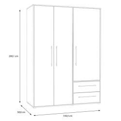 Szafa 145 cm Jupiter Dąb Artisan D78 – Styl i funkcjonalność | Domowanie.pl