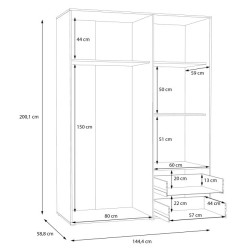 Szafa 145 cm Jupiter Dąb Artisan D78 – Styl i funkcjonalność | Domowanie.pl