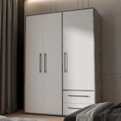 Szafa 145 cm Beton/Biała – Kolekcja Jupiter | Domowanie.pl