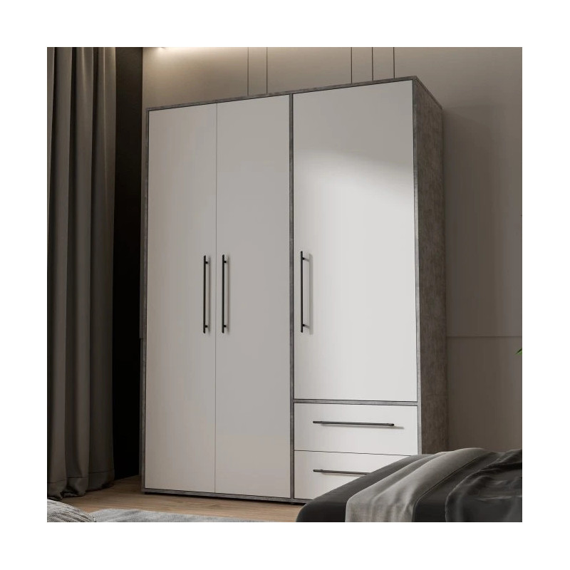 Szafa 145 cm Beton/Biała – Kolekcja Jupiter | Domowanie.pl