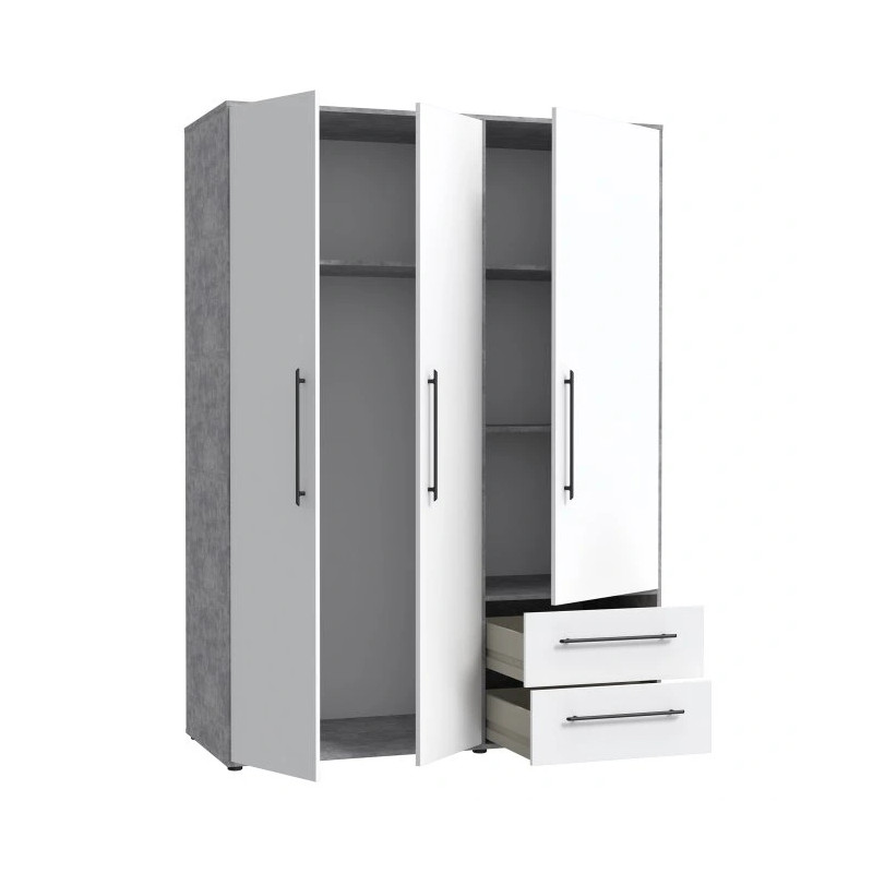 Szafa 145 cm Beton/Biała – Kolekcja Jupiter | Domowanie.pl