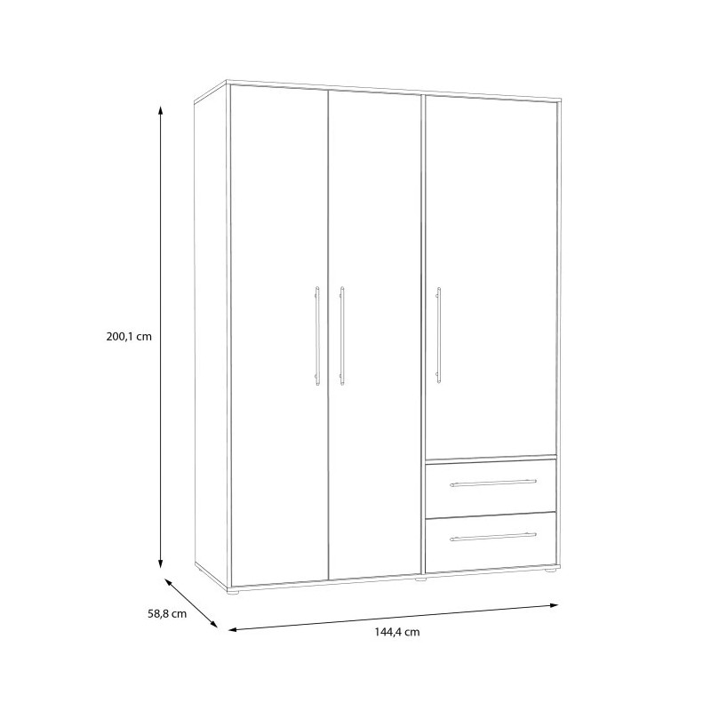 Szafa 145 cm Beton/Biała – Kolekcja Jupiter | Domowanie.pl