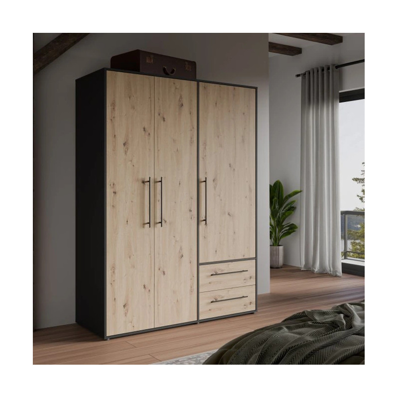 Nowoczesna szafa JUPITER 145 cm – Kontrastowy design – Kup teraz