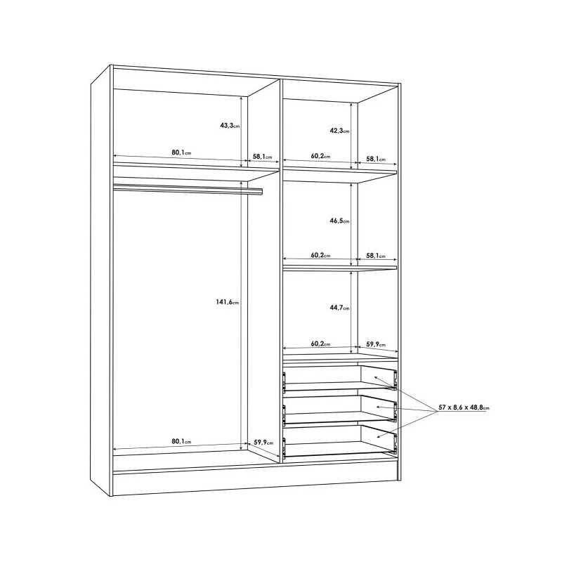 Nowoczesna szafa 145 cm JPTS86T-T23 – Styl i funkcjonalność