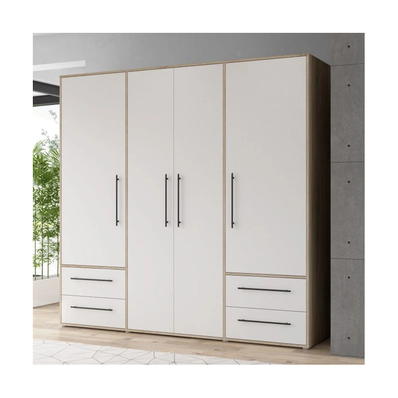 Szafa 210 cm Biała/Dąb Sonoma – Kolekcja Jupiter | Domowanie.pl